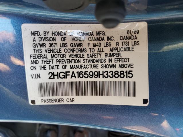 Photo 10 from auction – 2009 HONDA CIVIC LX with VIN 2HGFA16599H338815