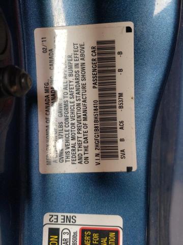 Photo 10 from auction – 2011 HONDA CIVIC EX with VIN 2HGFG1B81BH518410