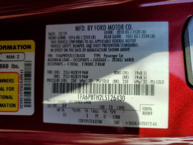 Photo 10 from auction – 2020 FORD MUSTANG with VIN 1FA6P8TH2L5126430