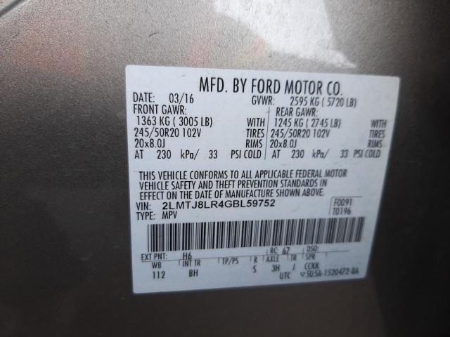 Photo 10 from auction – 2016 LINCOLN MKX RESERV with VIN 2LMTJ8LR4GBL59752