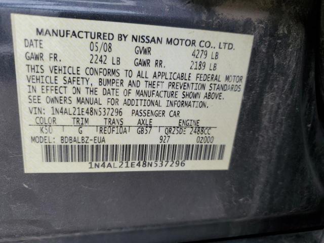 Photo 10 from auction – 2008 NISSAN ALTIMA 2.5 with VIN 1N4AL21E48N537296