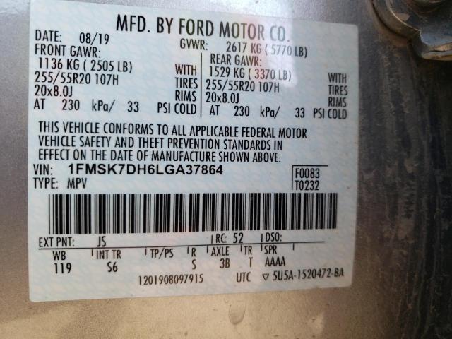 Photo 10 from auction – 2020 FORD EXPLORER X with VIN 1FMSK7DH6LGA37864