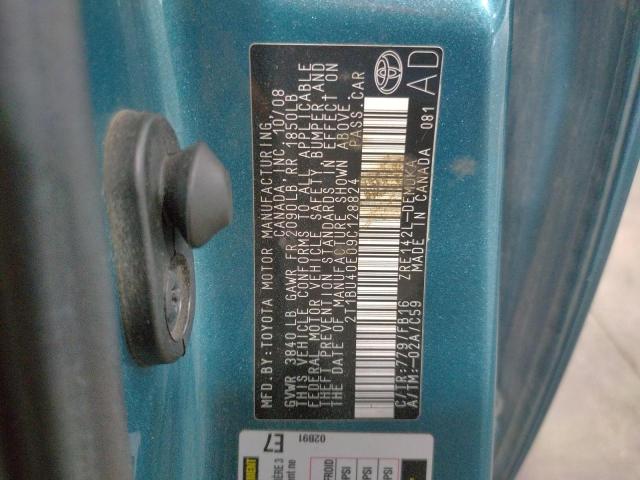 Photo 10 from auction – 2009 TOYOTA COROLLA BA with VIN 2T1BU40E09C128824
