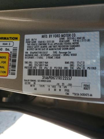 Photo 10 from auction – 2015 FORD FUSION SE with VIN 3FA6P0H77FR123557