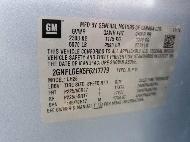 Photo 10 from auction – 2015 CHEVROLET EQUINOX LT with VIN 2GNFLGEK5F6217779