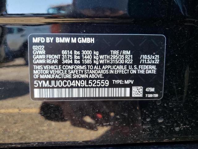 Photo 10 from auction – 2022 BMW X5 M with VIN 5YMJU0C04N9L52559