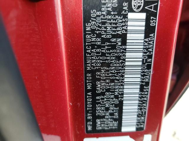 Photo 10 from auction – 2006 TOYOTA COROLLA CE with VIN 2T1BR32E26C579578