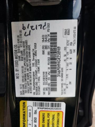 Photo 10 from auction – 2016 FORD FUSION SE with VIN 3FA6P0H94GR258949