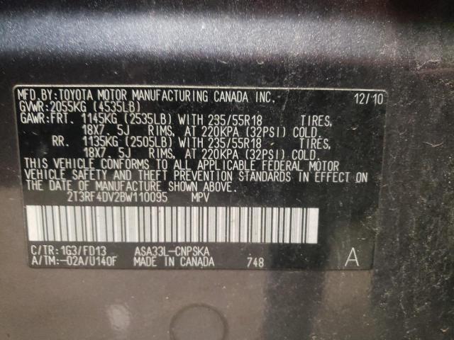 Photo 10 from auction – 2011 TOYOTA RAV4 SPORT with VIN 2T3RF4DV2BW110095