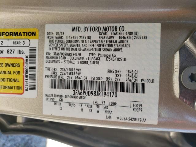 Photo 10 from auction – 2018 FORD FUSION TIT with VIN 3FA6P0D98JR194170