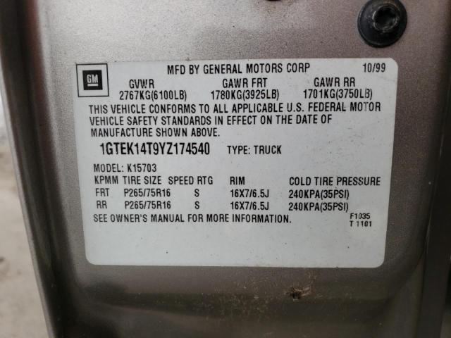 Photo 10 from auction – 2000 GMC NEW SIERRA with VIN 1GTEK14T9YZ174540