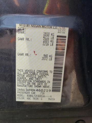Photo 10 from auction – 2013 NISSAN ALTIMA 2.5 with VIN 1N4AL3AP4DN460219