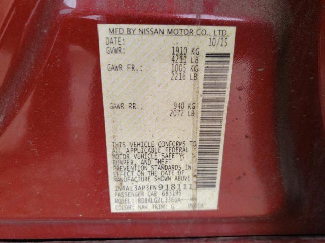 Photo 10 from auction – 2015 NISSAN ALTIMA 2.5 with VIN 1N4AL3AP3FN918111