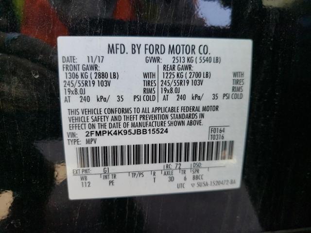 Foto 10 de la subasta – 2018 FORD EDGE TITAN con VIN 2FMPK4K95JBB15524