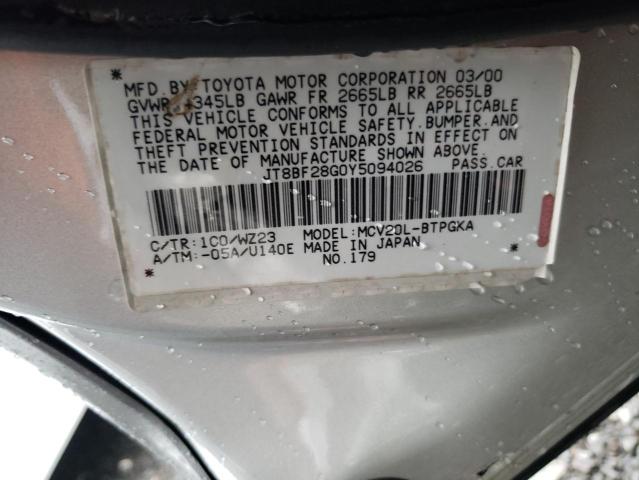 Photo 10 from auction – 2000 LEXUS ES 300 with VIN JT8BF28G0Y5094026