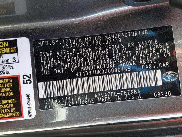Photo 10 from auction – 2018 TOYOTA CAMRY L with VIN 4T1B11HK0JU080455