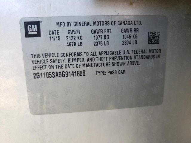 Photo 10 from auction – 2016 CHEVROLET IMPALA LT with VIN 2G1105SA5G9141856