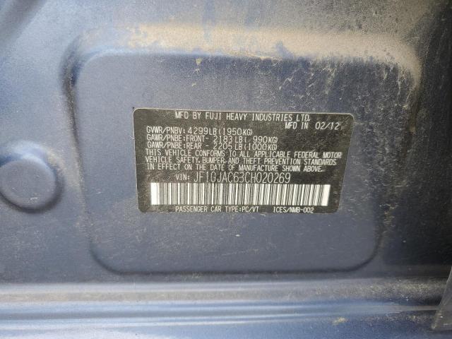 Photo 10 from auction – 2012 SUBARU IMPREZA PR with VIN JF1GJAC63CH020269