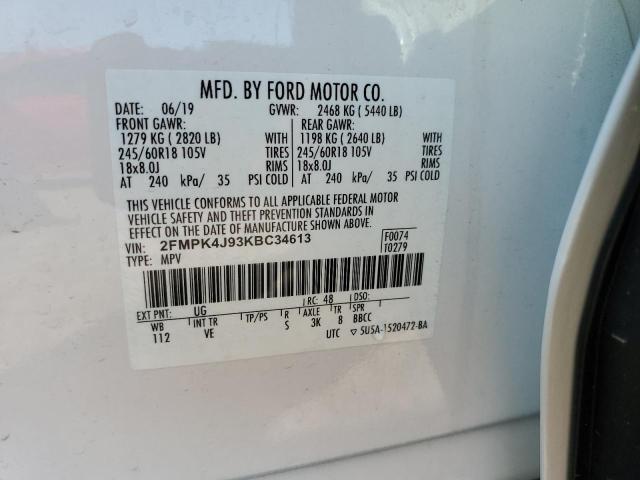 Photo 10 from auction – 2019 FORD EDGE SEL with VIN 2FMPK4J93KBC34613