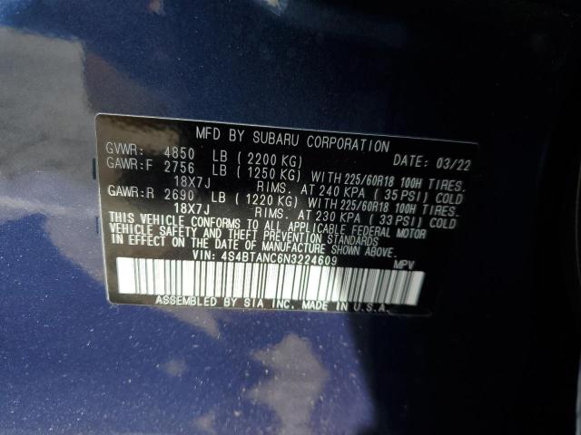 Photo 10 from auction – 2022 SUBARU OUTBACK LI with VIN 4S4BTANC6N3224609