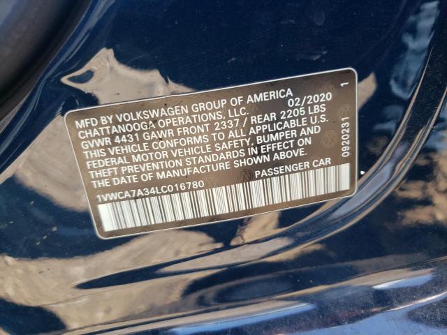 Photo 10 from auction – 2020 VOLKSWAGEN PASSAT SEL with VIN 1VWCA7A34LC016780