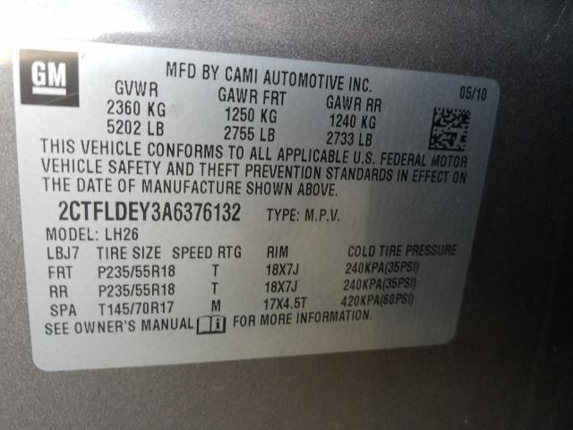 Photo 10 from auction – 2010 GMC TERRAIN SL with VIN 2CTFLDEY3A6376132