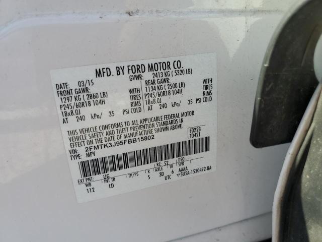 Photo 10 from auction – 2015 FORD EDGE SEL with VIN 2FMTK3J95FBB15802