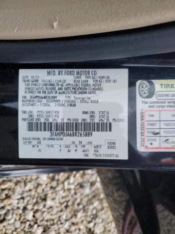 Photo 10 from auction – 2011 FORD FUSION SEL with VIN 3FAHP0JA6BR265889