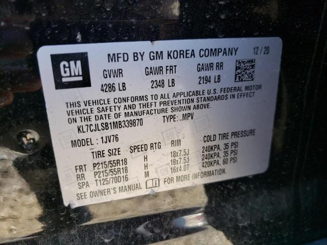Photo 10 from auction – 2021 CHEVROLET TRAX 1LT with VIN KL7CJLSB1MB339870