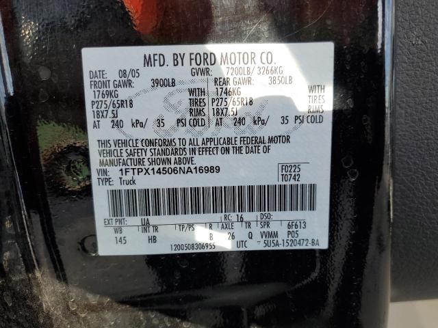 Photo 10 from auction – 2006 FORD F150 with VIN 1FTPX14506NA16989