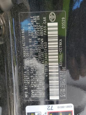 Photo 10 from auction – 2010 TOYOTA CAMRY BASE with VIN 4T1BF3EK3AU017450