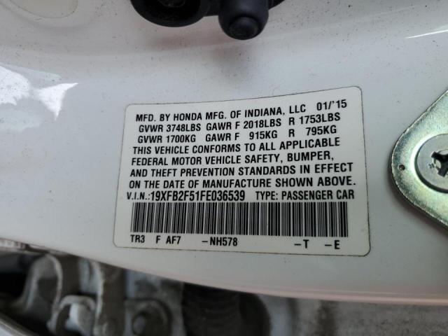Photo 10 from auction – 2015 HONDA CIVIC LX with VIN 19XFB2F51FE036539