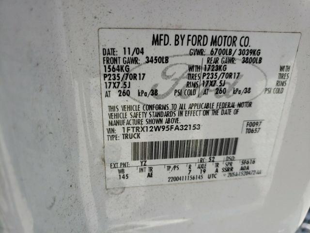 Photo 10 from auction – 2005 FORD F150 with VIN 1FTRX12W95FA32153