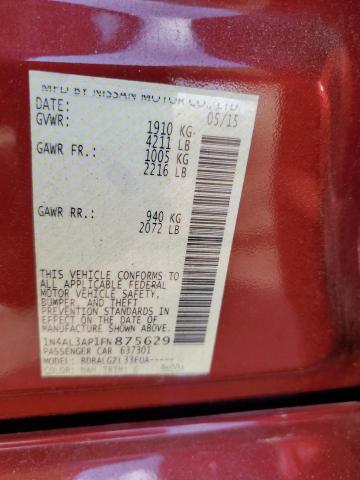 Photo 10 from auction – 2015 NISSAN ALTIMA 2.5 with VIN 1N4AL3AP1FN875629