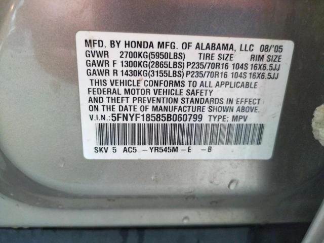 Photo 10 from auction – 2005 HONDA pilot exl with VIN 5FNYF18585B060799