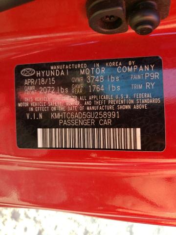 Photo 10 from auction – 2016 HYUNDAI VELOSTER with VIN KMHTC6AD5GU258991