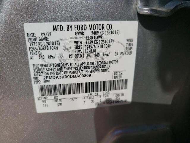 Photo 10 from auction – 2013 FORD EDGE LIMIT with VIN 2FMDK3K90DBA09869
