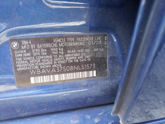 Photo 10 from auction – 2008 BMW 328 I with VIN WBAVA37508NL51573
