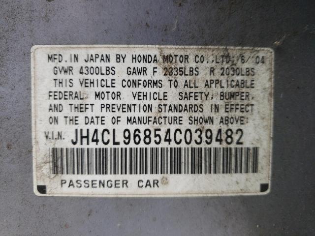 Photo 10 from auction – 2004 ACURA TSX with VIN JH4CL96854C039482