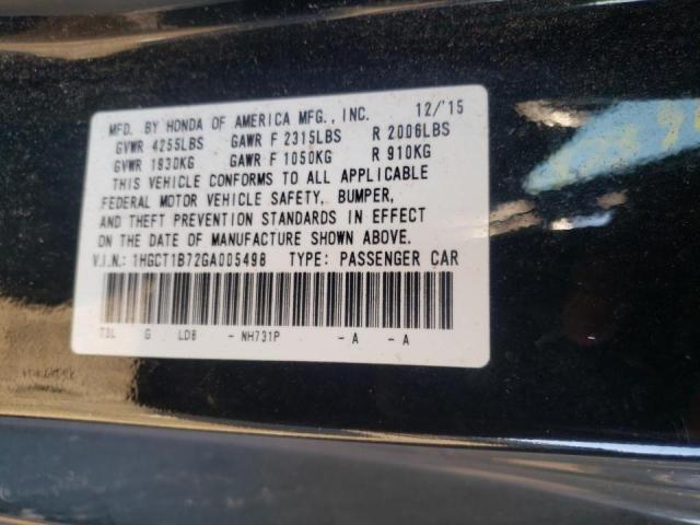 Photo 10 from auction – 2016 HONDA ACCORD EX with VIN 1HGCT1B72GA005498