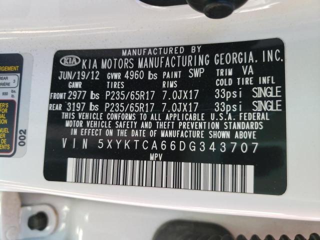 Photo 10 from auction – 2013 KIA SORENTO LX with VIN 5XYKTCA66DG343707