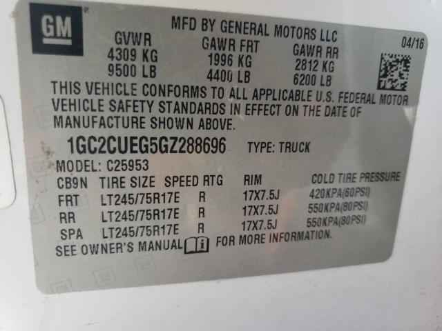 Photo 10 from auction – 2016 CHEVROLET SILVERADO with VIN 1GC2CUEG5GZ288696