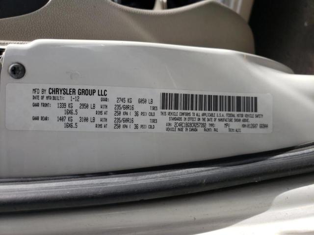 Photo 10 from auction – 2012 CHRYSLER TOWN & COU with VIN 2C4RC1BG9CR257392