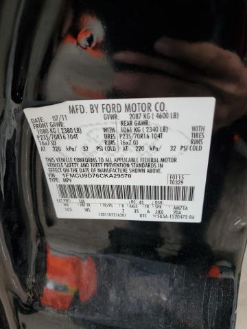 Photo 10 from auction – 2012 FORD ESCAPE XLT with VIN 1FMCU9D76CKA29570