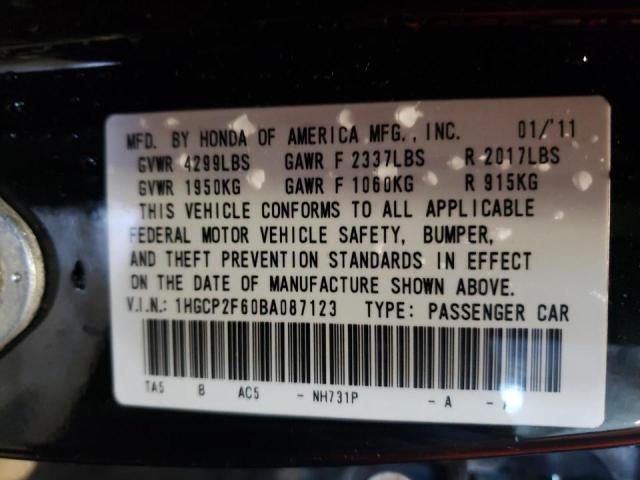 Photo 10 from auction – 2011 HONDA ACCORD se with VIN 1HGCP2F60BA087123