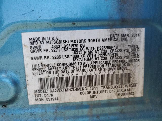 Photo 10 from auction – 2014 MITSUBISHI OUTLANDER with VIN 4A4AR3AU4EE025919