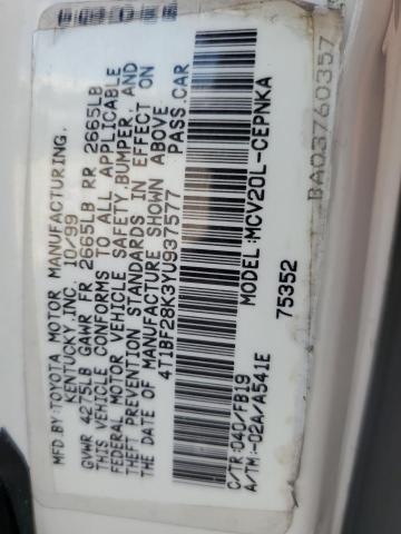 Photo 10 from auction – 2000 TOYOTA CAMRY LE with VIN 4T1BF28K3YU937577