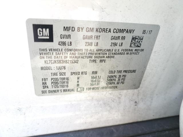 Photo 10 from auction – 2017 CHEVROLET TRAX LS with VIN KL7CJKSB3HB215342