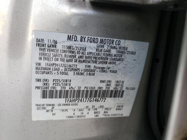 Photo 10 from auction – 2007 FORD FIVE HUNDR with VIN 1FAHP24177G146772