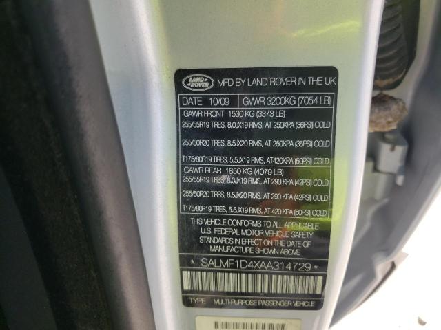 Photo 10 from auction – 2010 LAND ROVER RANGE ROVE with VIN SALMF1D4XAA314729